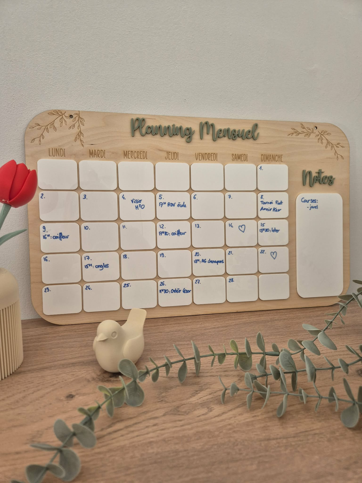 Planning mensuel en bois